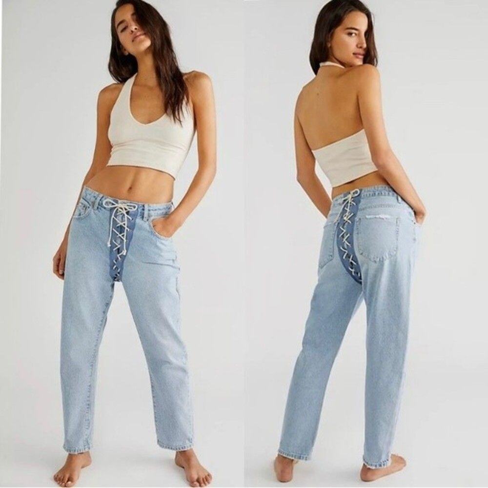 Free People x OneTeaspoon Laced Bandits Jeans Brand New Relaxed Straight Leg 26‎